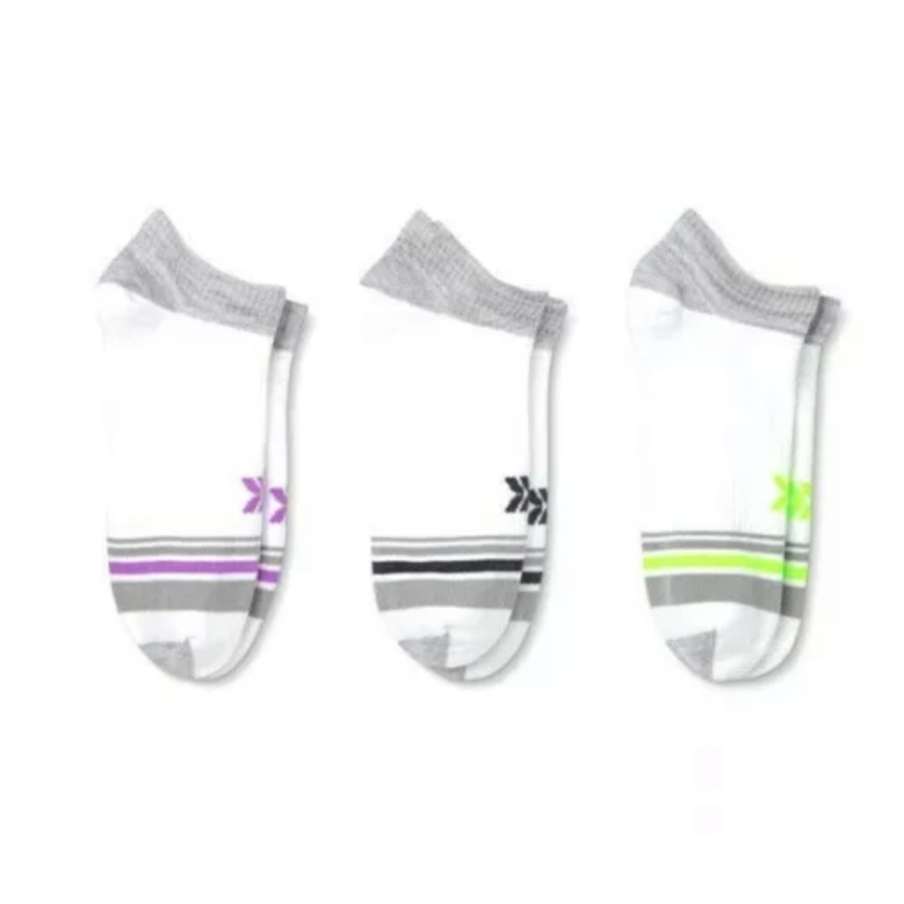 Lot of 2 x All in Motion No Show Socks White 3 pk (4-10) 6 pairs total NEW